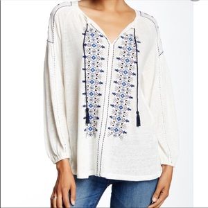 Lucky Brand Embroidered Peasant Top